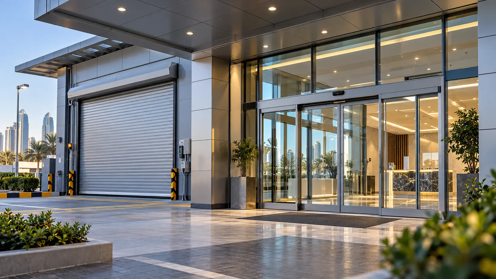 Modern building entrance for door and shutter applications